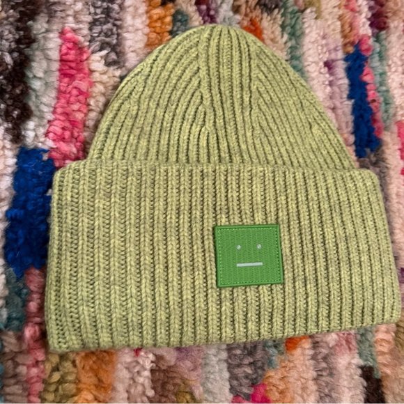 NWT Acne Studios Neon Green Beanie O/S - Picture 2 of 10